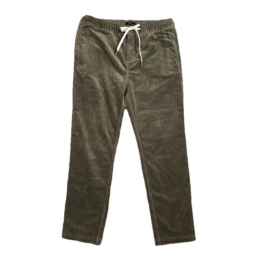 QUINCE Men's LARGE Organic Stretch Corduroy Drawstring Trousers Green Seaweed